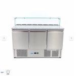  Ψυγείο προετοιμασίας πίτσας 3 πόρτες - 137cm - 400L - με γυάλινο κάλυμμα